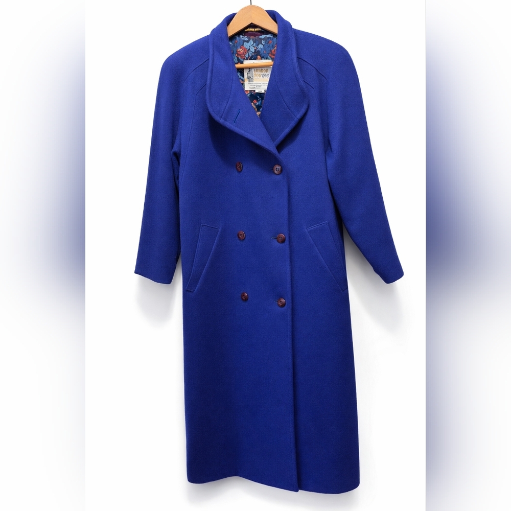 Vintage London Fog 100% Wool Long Coat – Cobalt Blue – Size 10 M